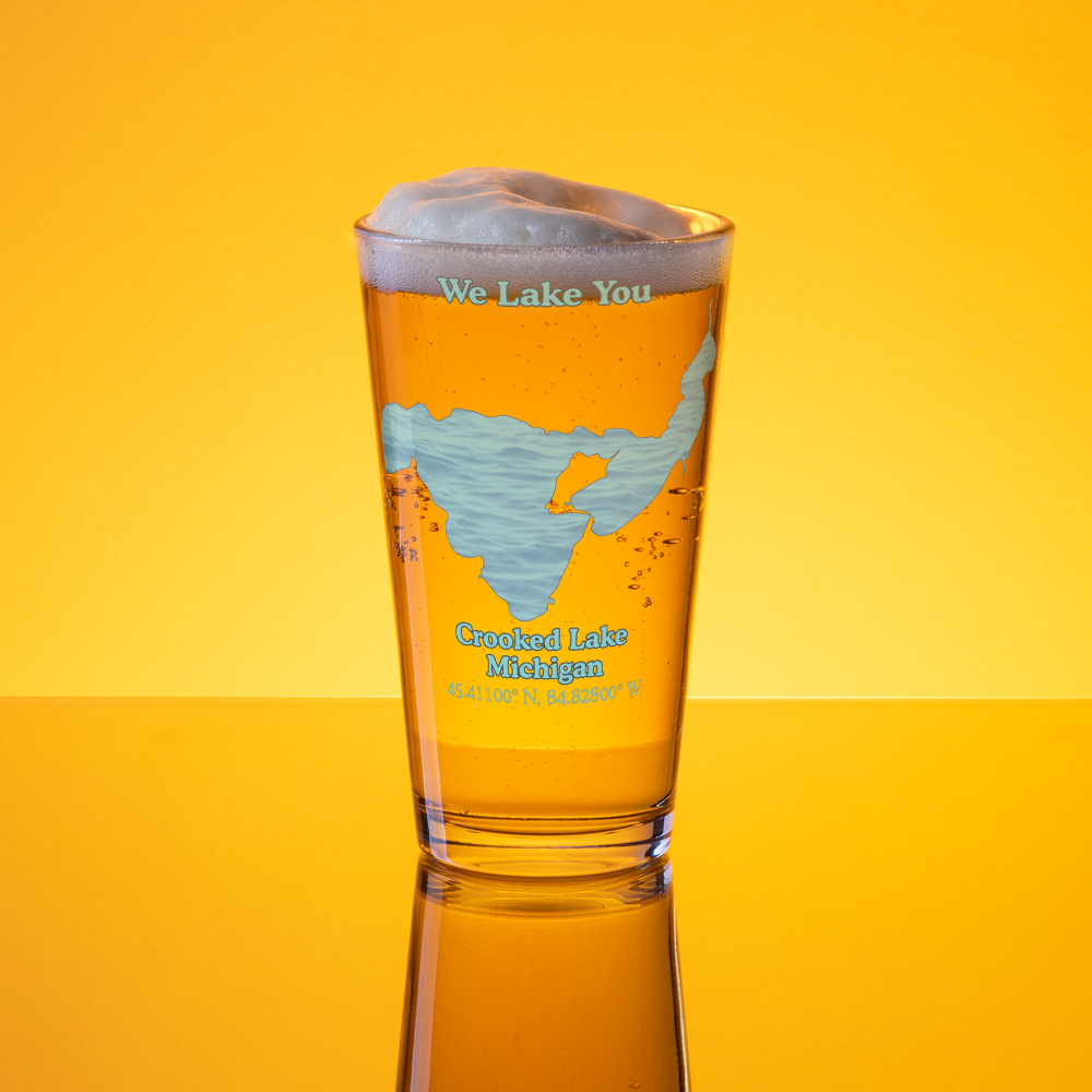 Crooked Lake 16 oz Pint Glass