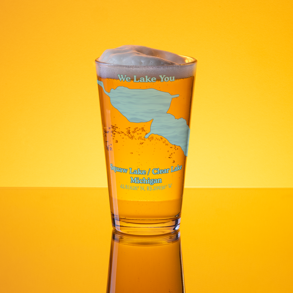 Squaw Lake / Clear Lake 16 oz Pint Glass