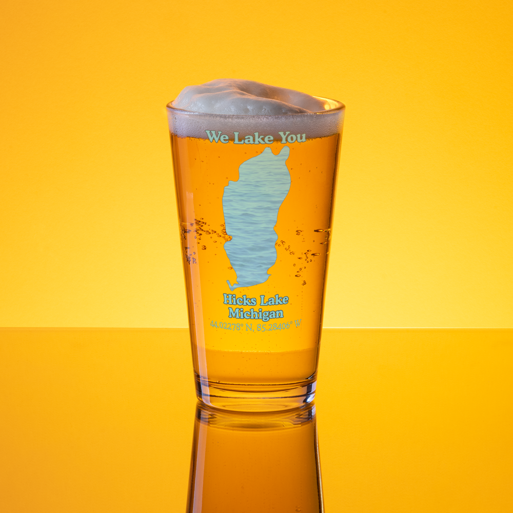 Hicks Lake 16 oz Pint Glass