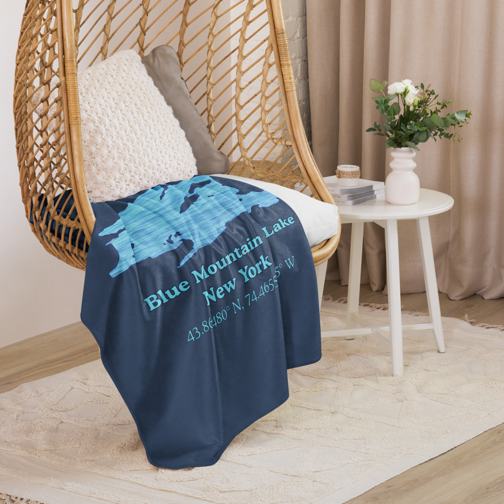 Blue Mountain Lake Sherpa Blanket