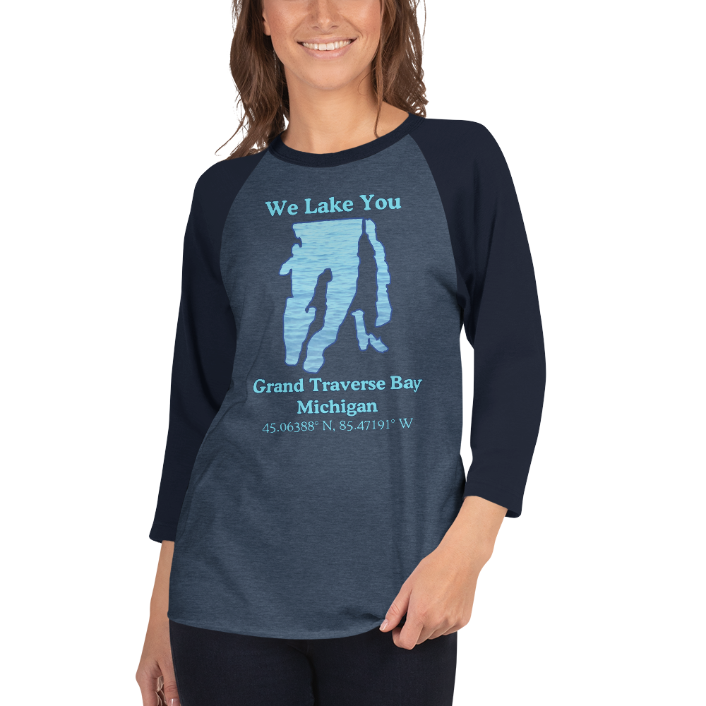 Grand Traverse Bay Raglan 3/4 Sleeve Unisex T-shirt