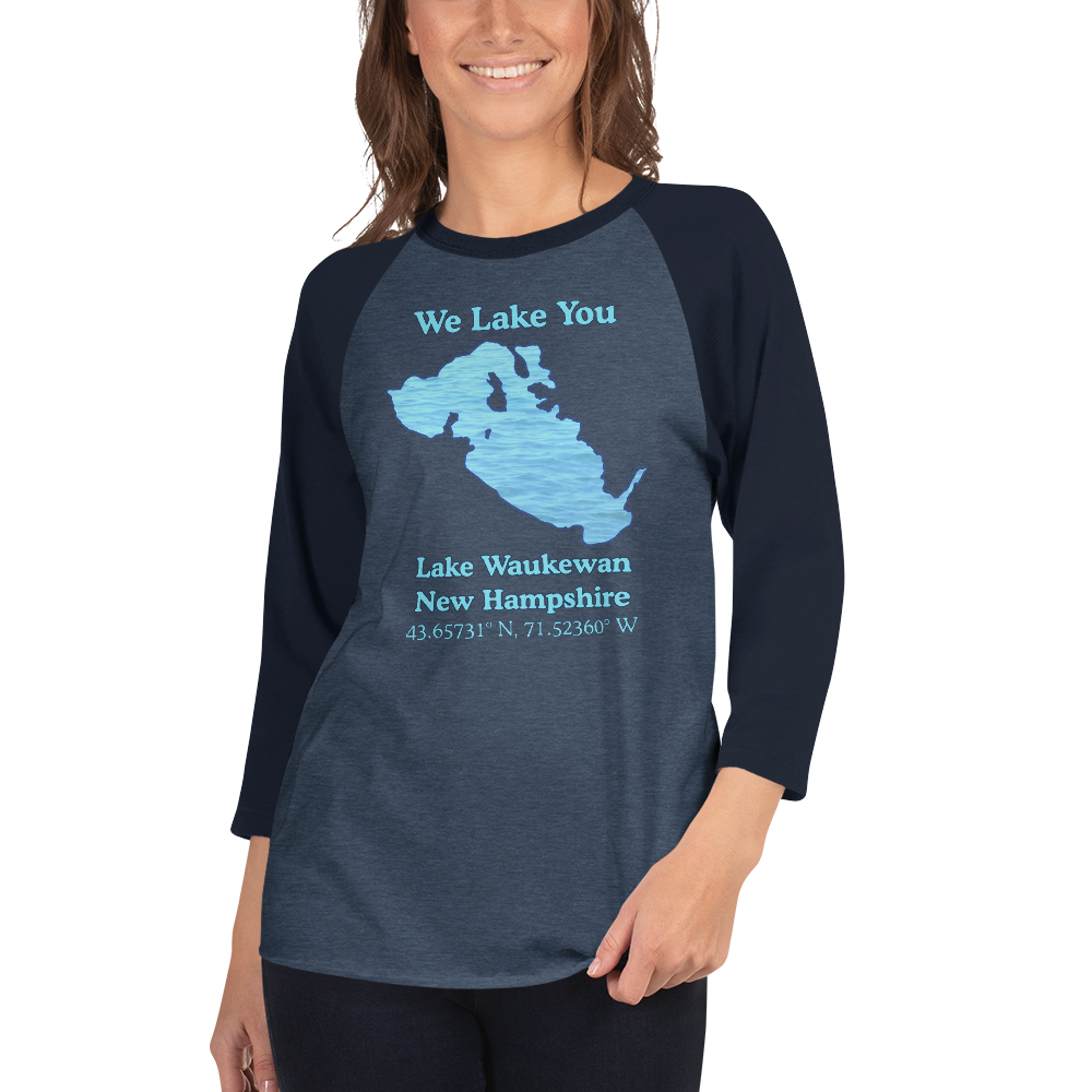 Lake Waukewan Raglan 3/4 Sleeve Unisex T-shirt