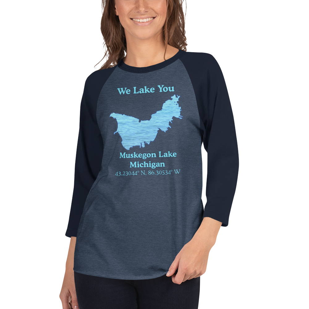 Muskegon Lake Raglan 3/4 Sleeve Unisex T-shirt