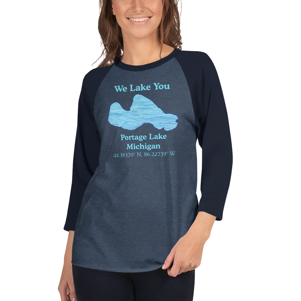 Portage Lake Raglan 3/4 Sleeve Unisex T-shirt