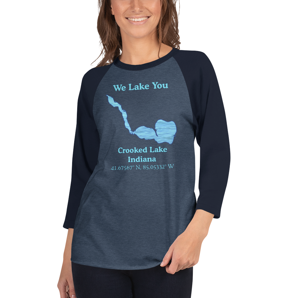 Crooked Lake Raglan 3/4 Sleeve Unisex T-shirt