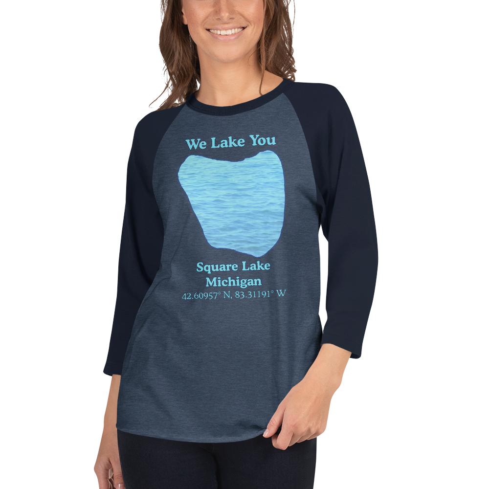 Square Lake Raglan 3/4 Sleeve Unisex T-shirt