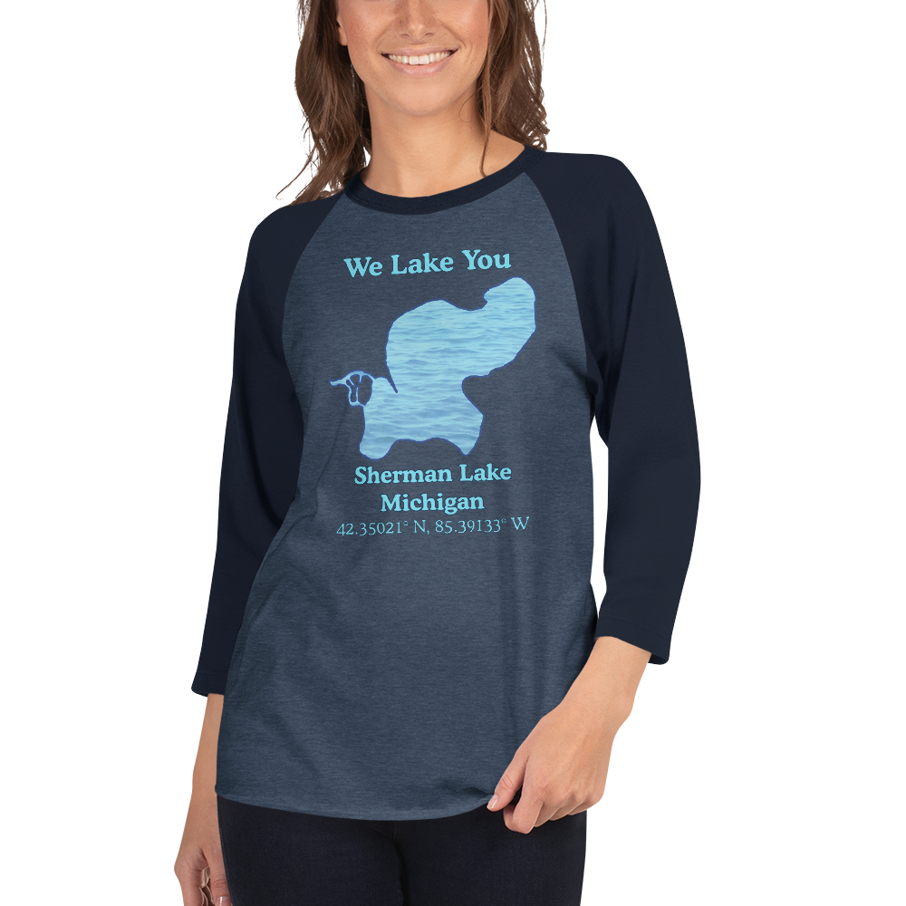 Sherman Lake Raglan 3/4 Sleeve Unisex T-shirt