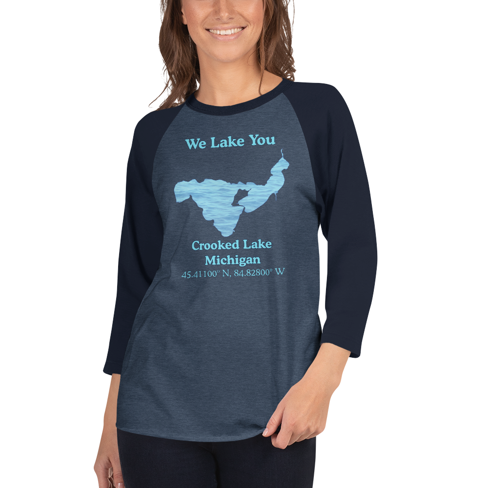 Crooked Lake Raglan 3/4 Sleeve Unisex T-shirt