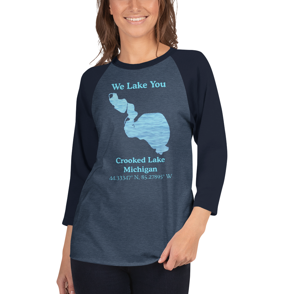 Crooked Lake Raglan 3/4 Sleeve Unisex T-shirt