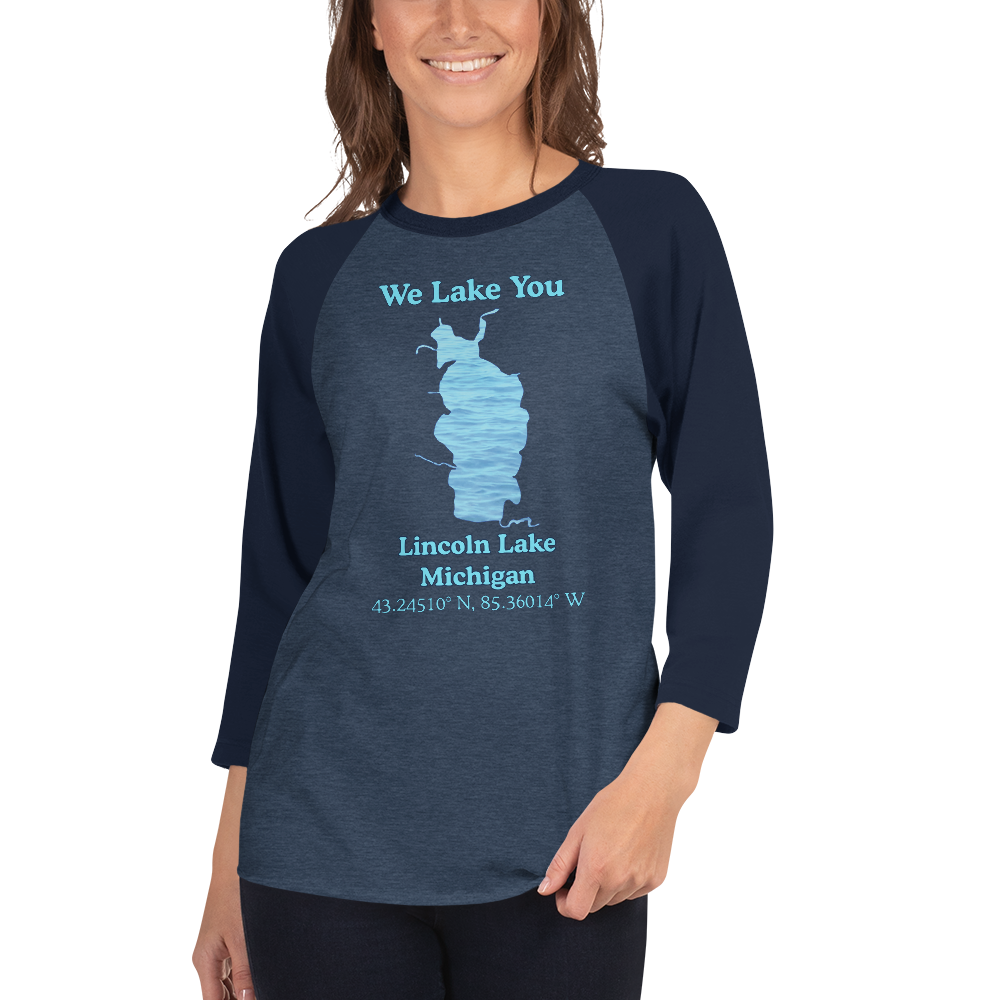 Lincoln Lake Raglan 3/4 Sleeve Unisex T-shirt