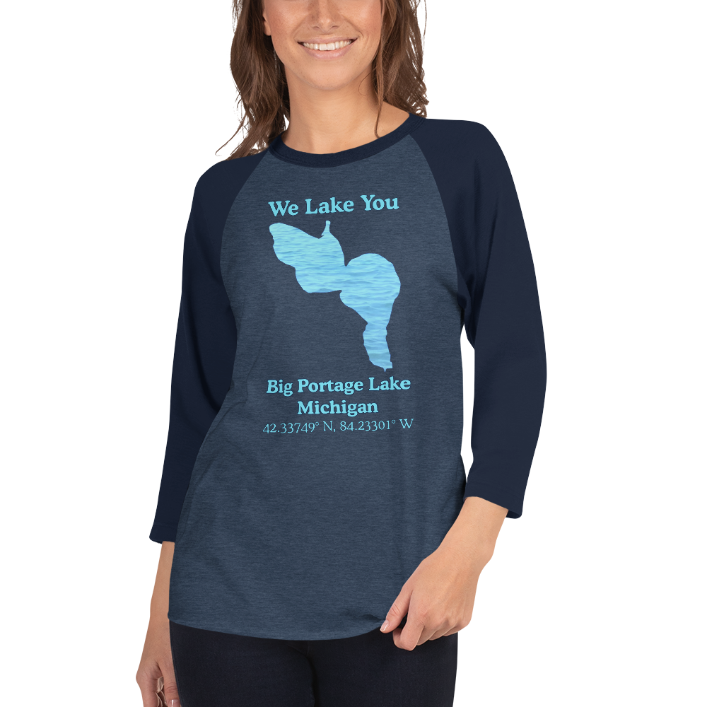 Big Portage Lake Raglan 3/4 Sleeve Unisex T-shirt