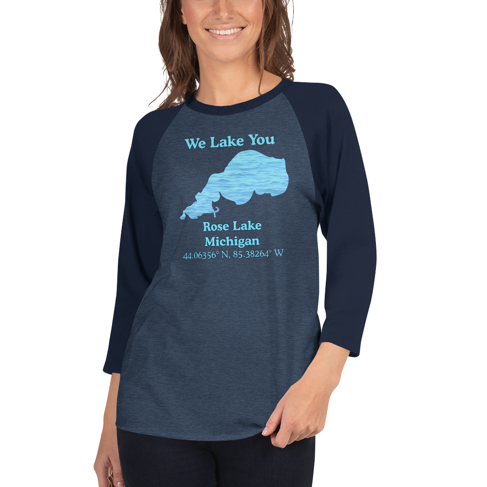 Rose Lake Raglan 3/4 Sleeve Unisex T-shirt