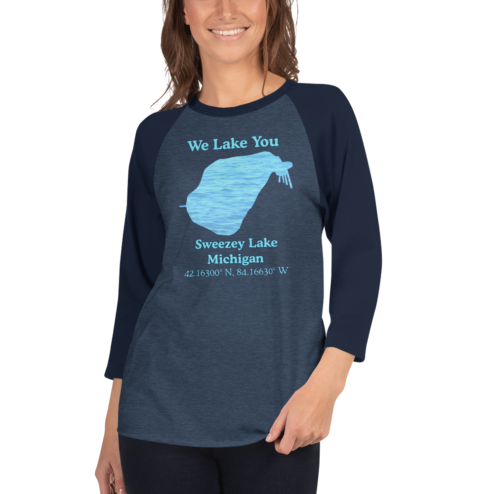 Sweezey Lake Raglan 3/4 Sleeve Unisex T-shirt