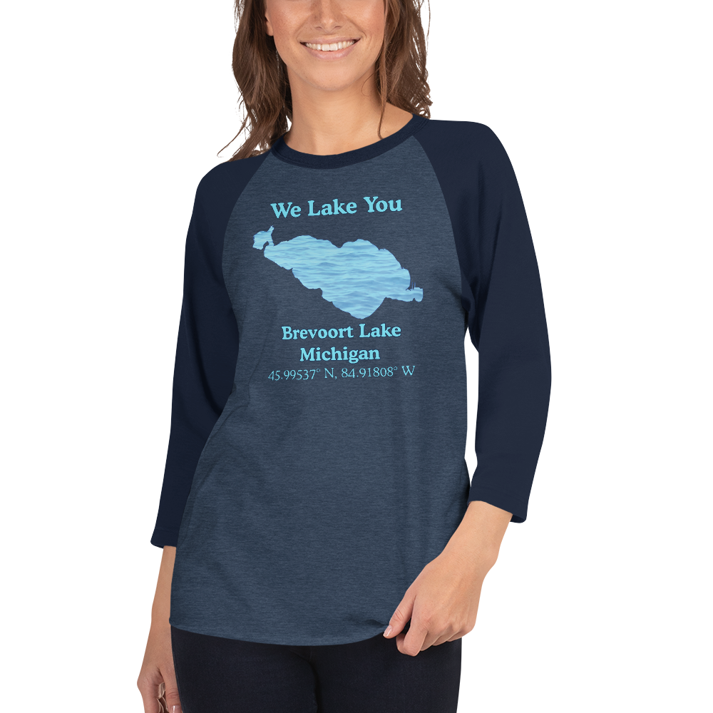 Brevoort Lake Raglan 3/4 Sleeve Unisex T-shirt