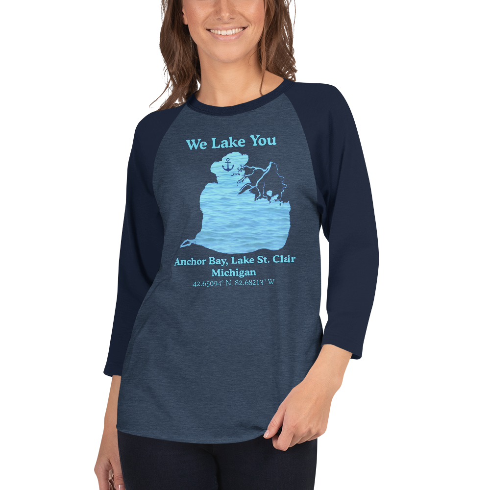 Anchor Bay, Lake St. Clair Raglan 3/4 Sleeve Unisex T-shirt