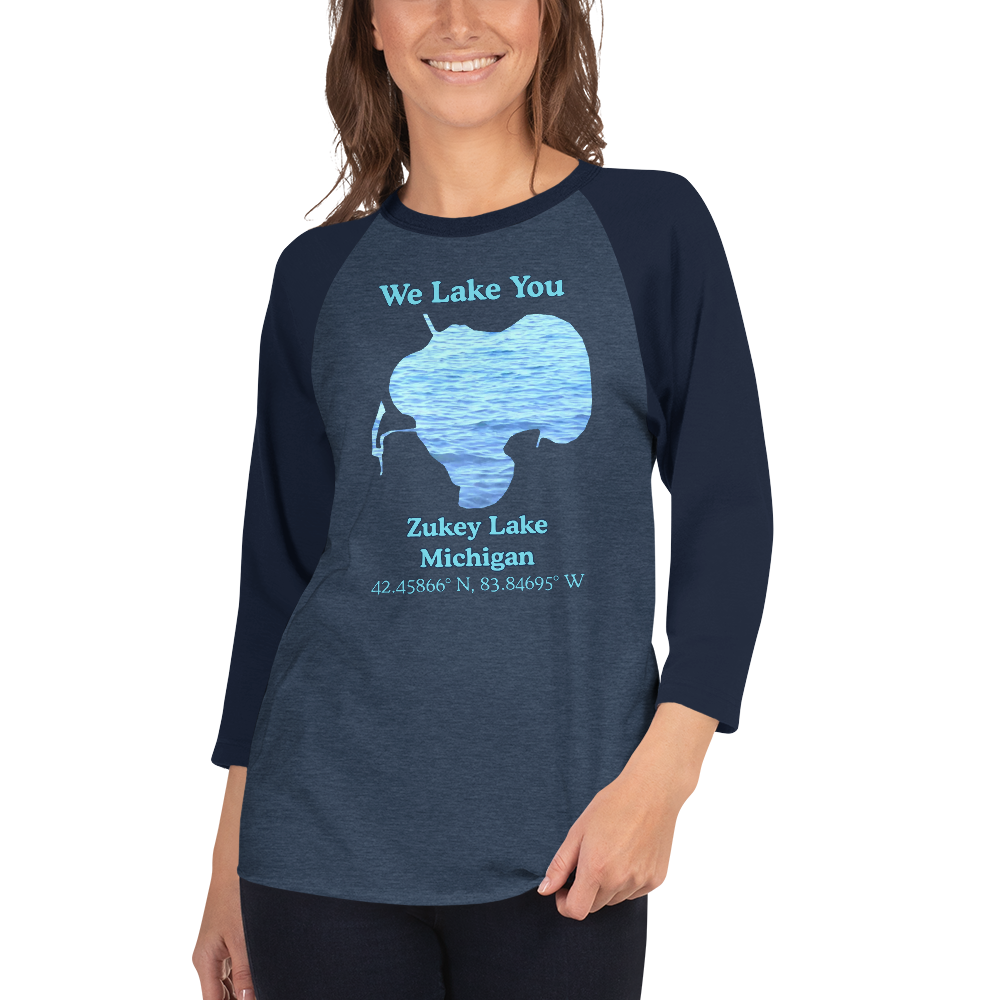Zukey Lake Raglan 3/4 Sleeve Unisex T-shirt