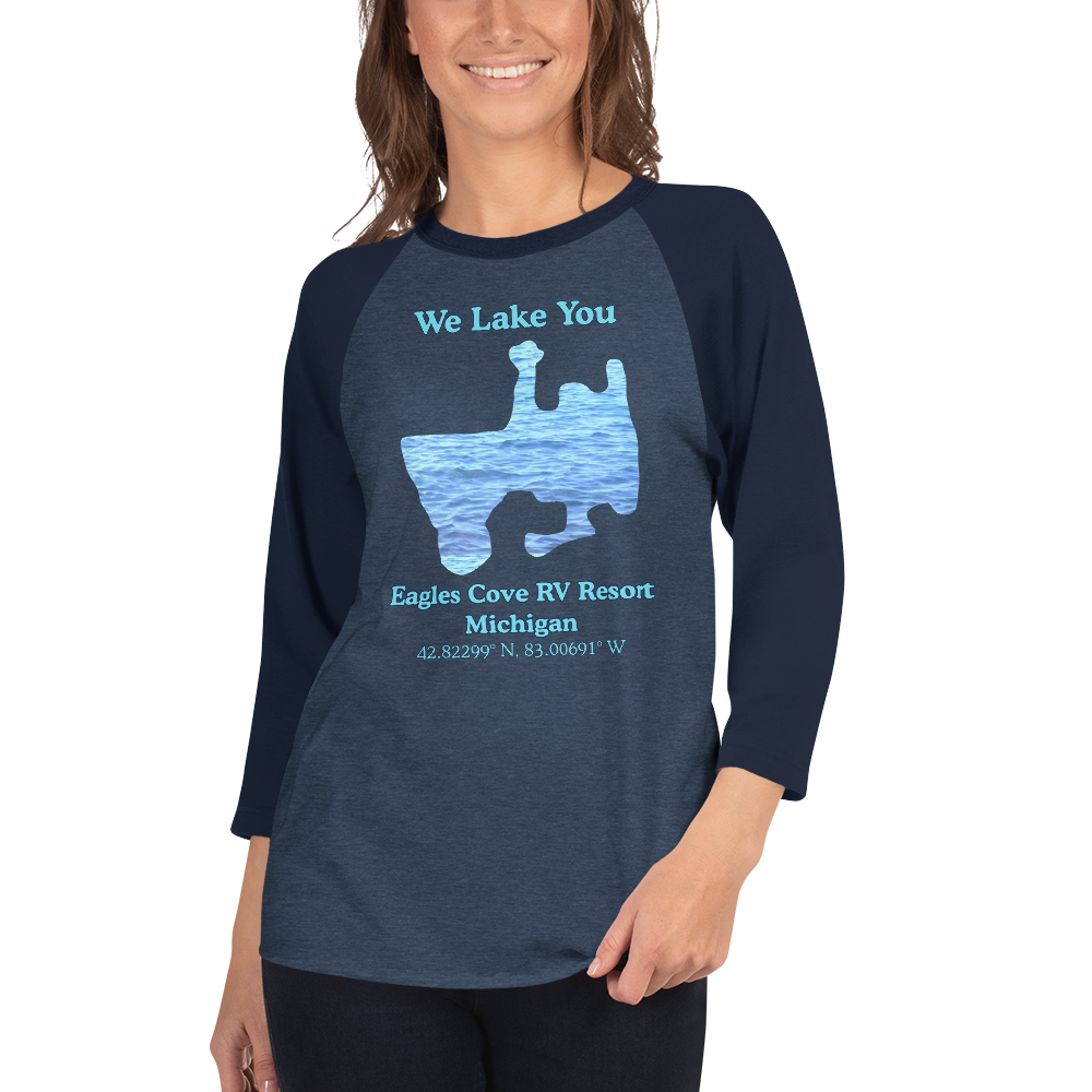 Eagles Cove RV Resort Raglan 3/4 Sleeve Unisex T-shirt