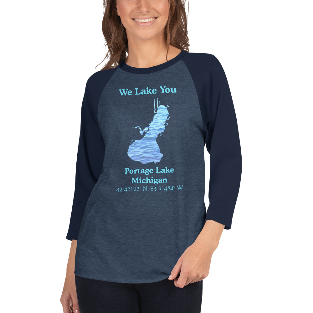 Portage Lake Raglan 3/4 Sleeve Unisex T-shirt
