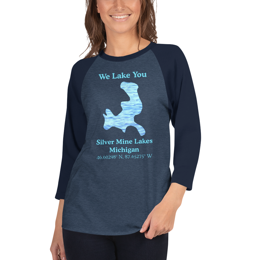 Silver Mine Lakes Raglan 3/4 Sleeve Unisex T-shirt