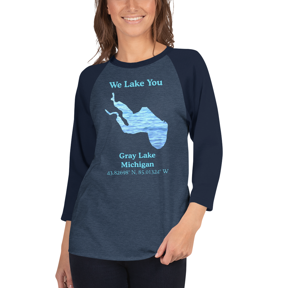Gray Lake Raglan 3/4 Sleeve Unisex T-shirt