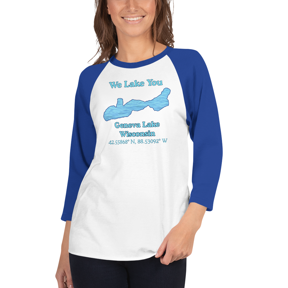 Geneva Lake Raglan 3/4 Sleeve Unisex T-shirt