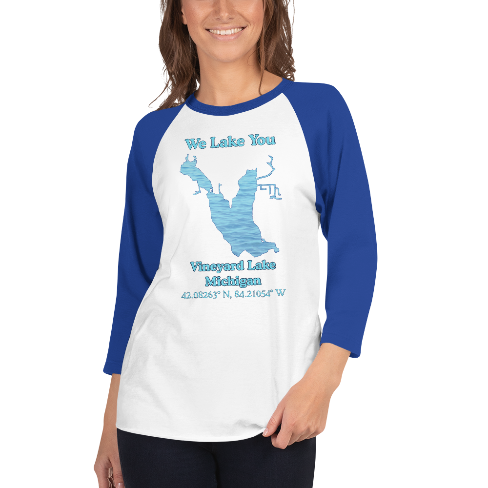 Vineyard Lake Raglan 3/4 Sleeve Unisex T-shirt