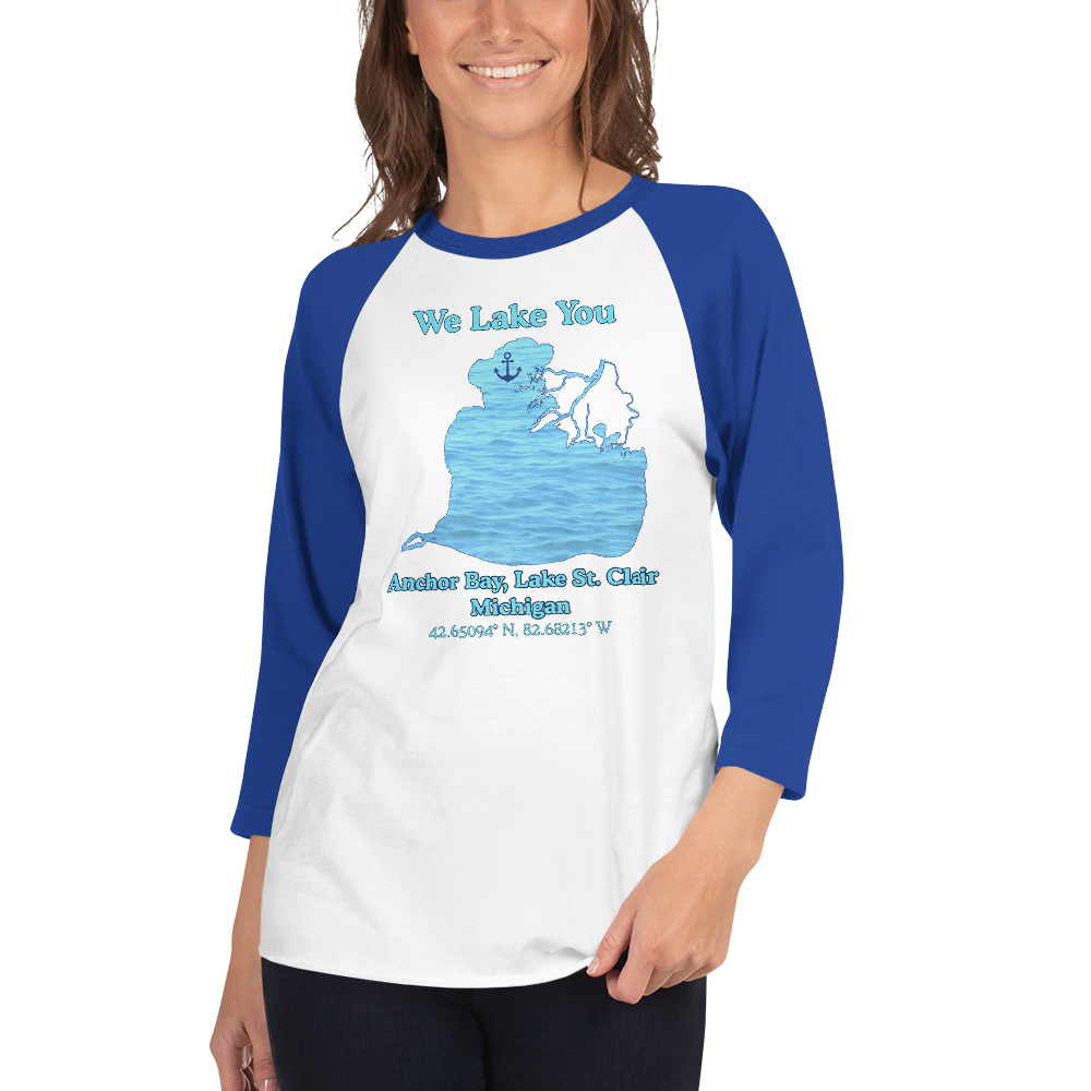 Anchor Bay, Lake St. Clair Raglan 3/4 Sleeve Unisex T-shirt