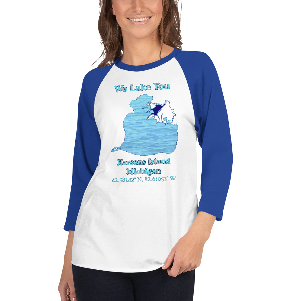 Harsens Island Raglan 3/4 Sleeve Unisex T-shirt