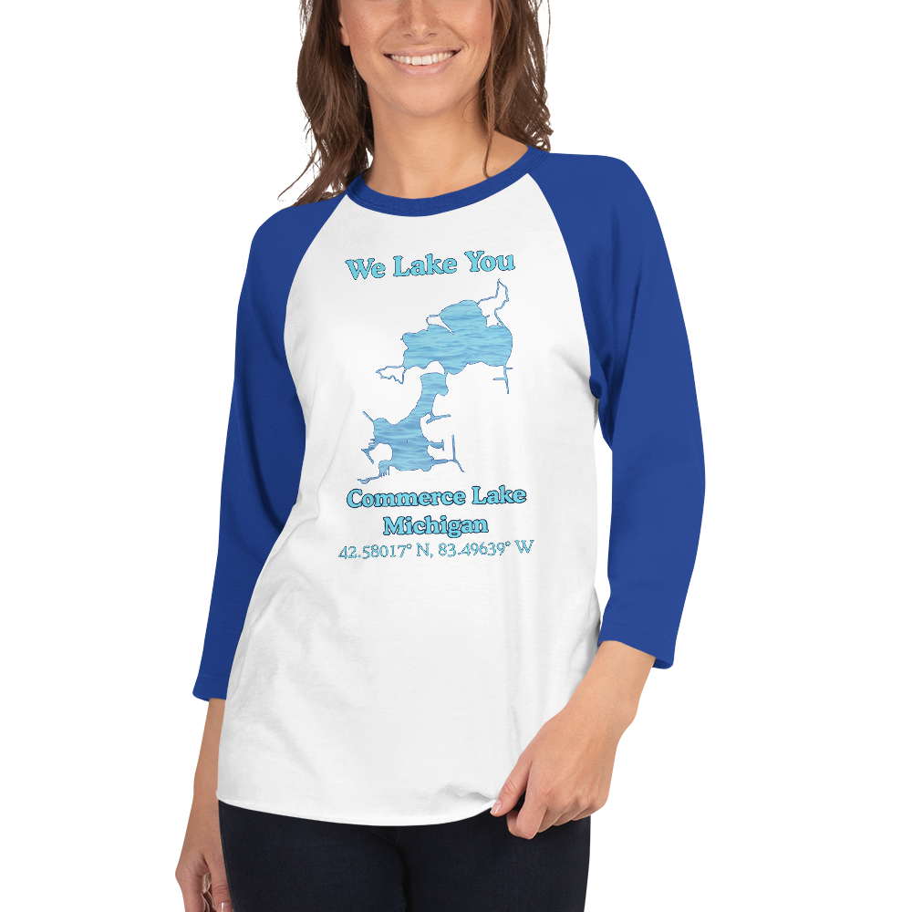 Commerce Lake Raglan 3/4 Sleeve Unisex T-shirt