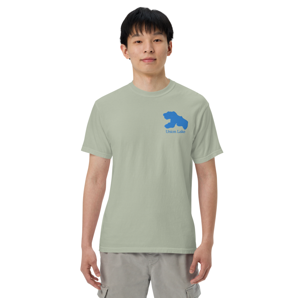 Embroidered Super Premium Unisex T-shirt with Union Lake on front and We Lake You on back