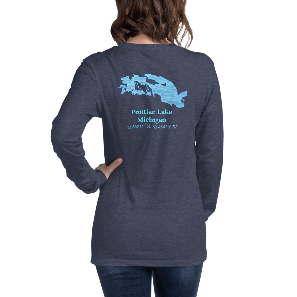 Unisex Long Sleeve T-shirt with Pontiac Lake on back and We Lake You on front