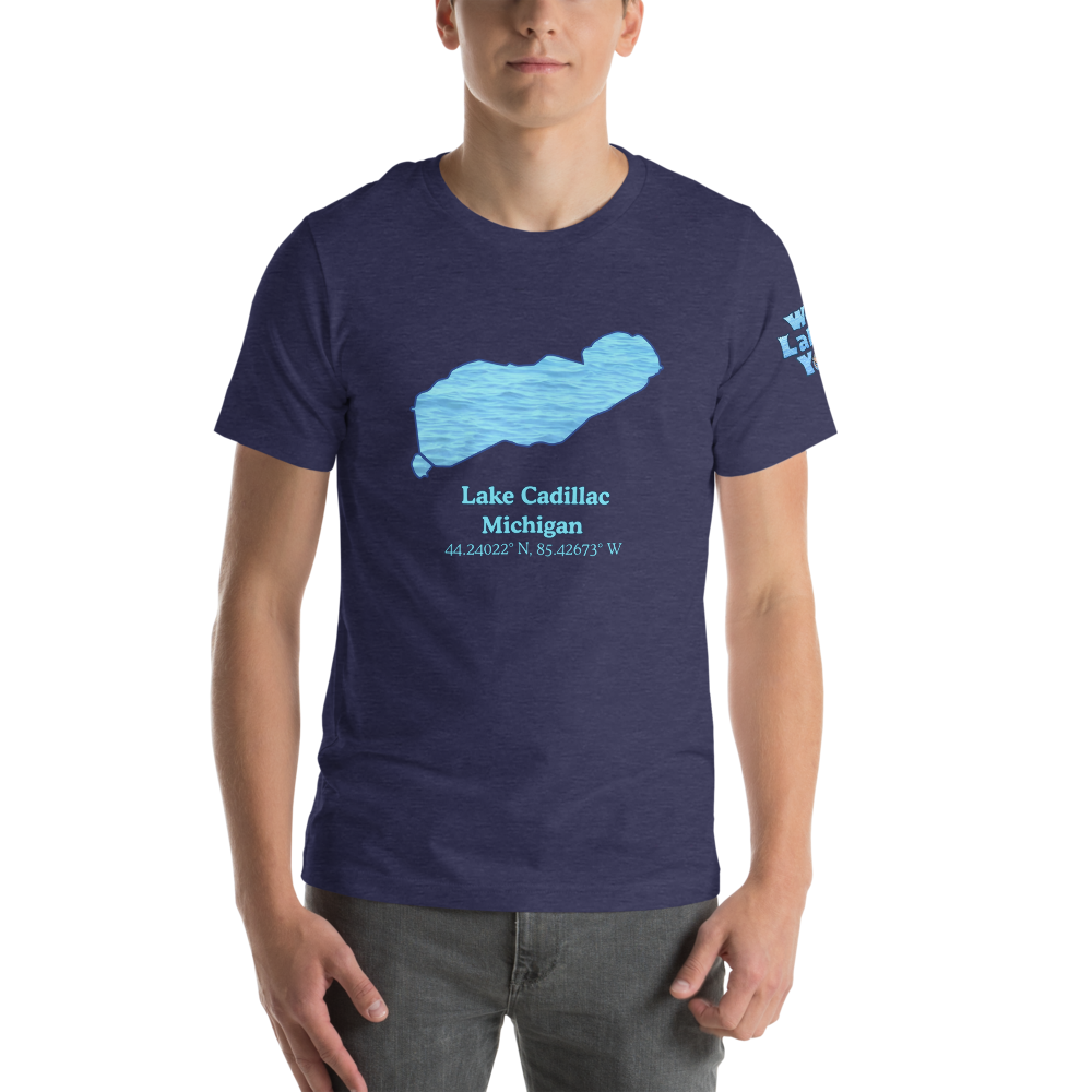 Premium Unisex T-shirt with Lake Cadillac on front and We Lake You on sleeve