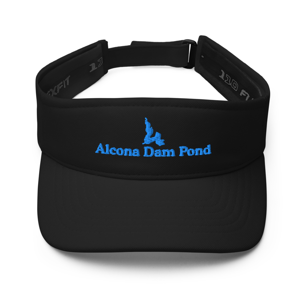 Alcona Dam Pond Visor with embroidered artwork & adjustable velcro strap