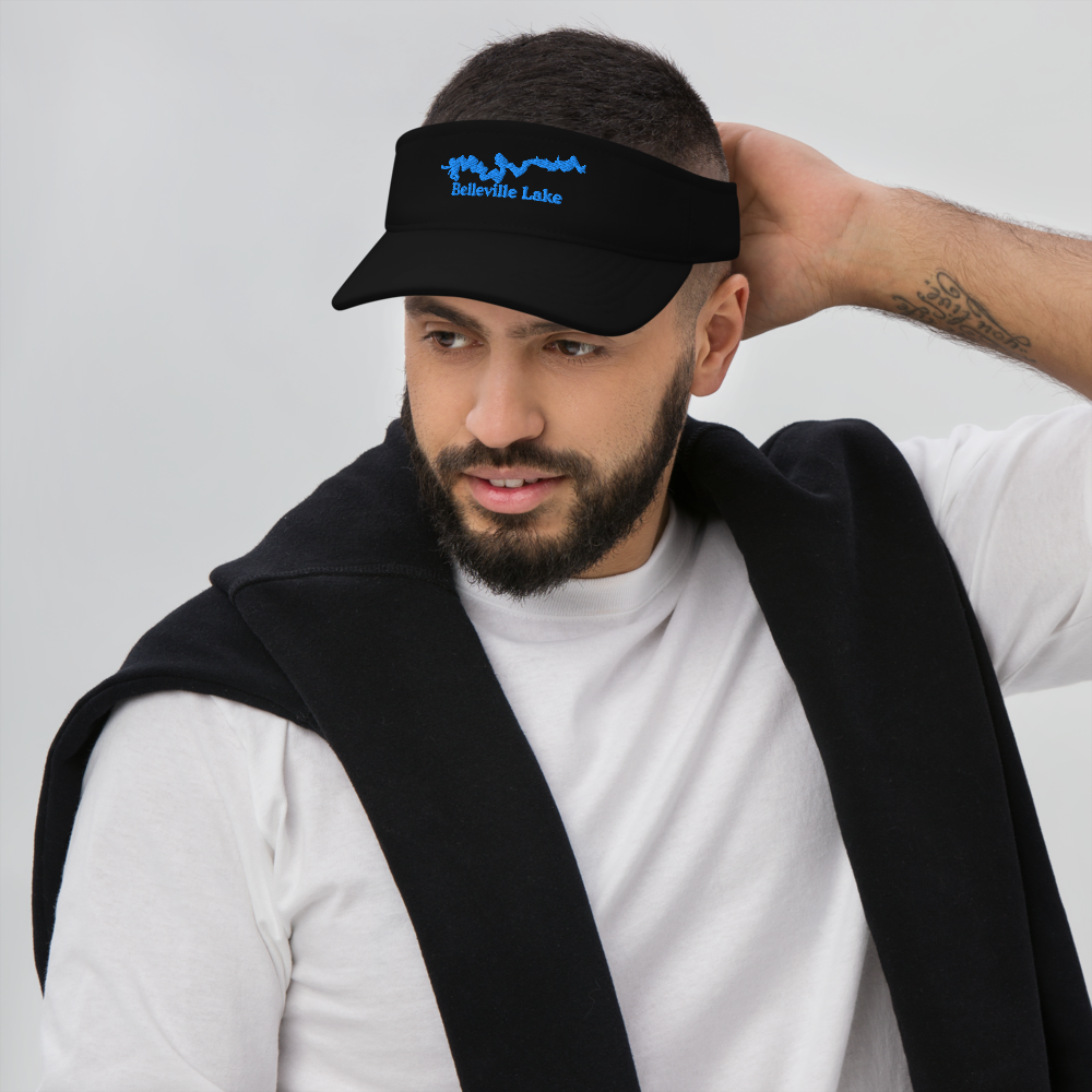 Belleville Lake Visor with embroidered artwork & adjustable velcro strap