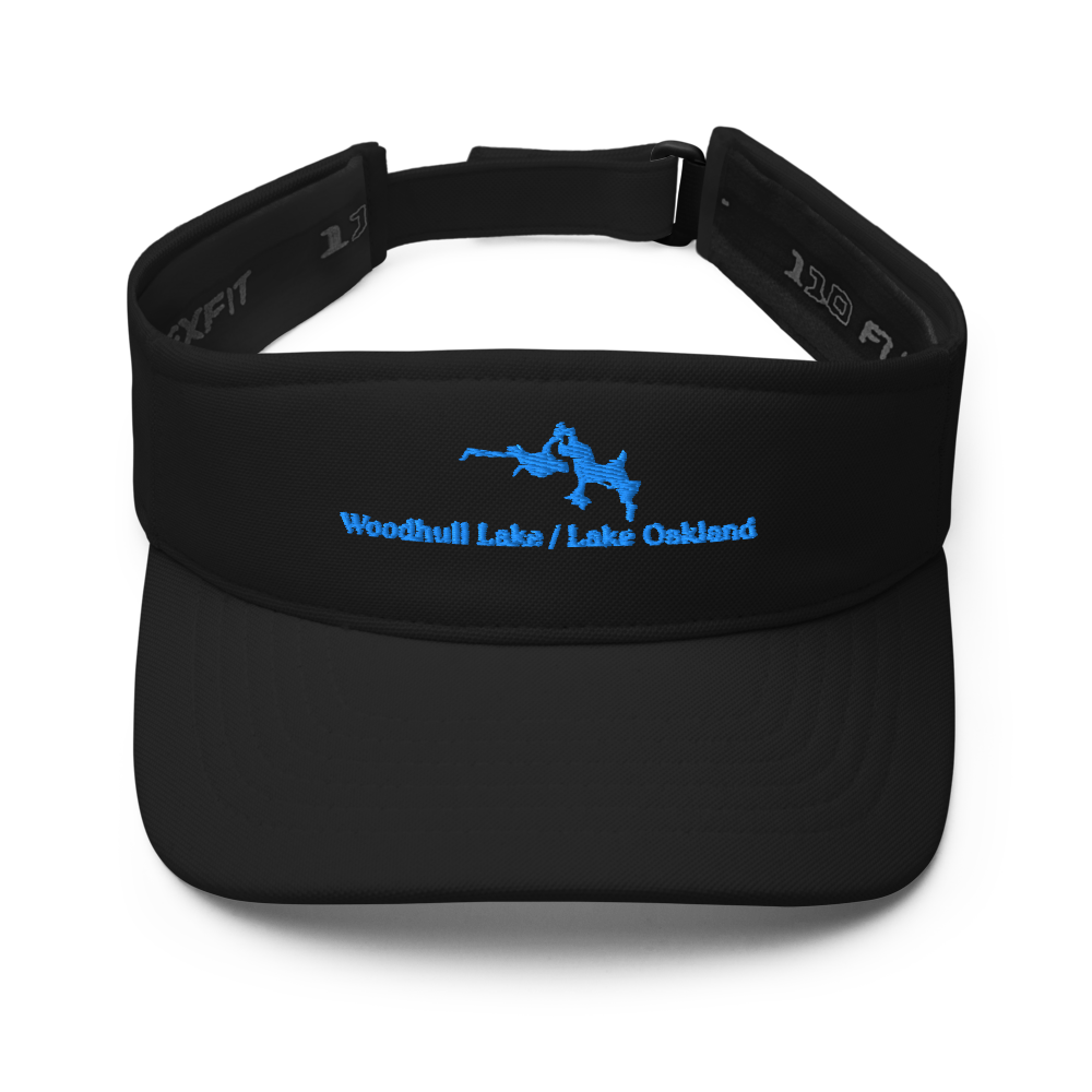 Woodhull Lake / Lake Oakland Visor with embroidered artwork & adjustable velcro strap