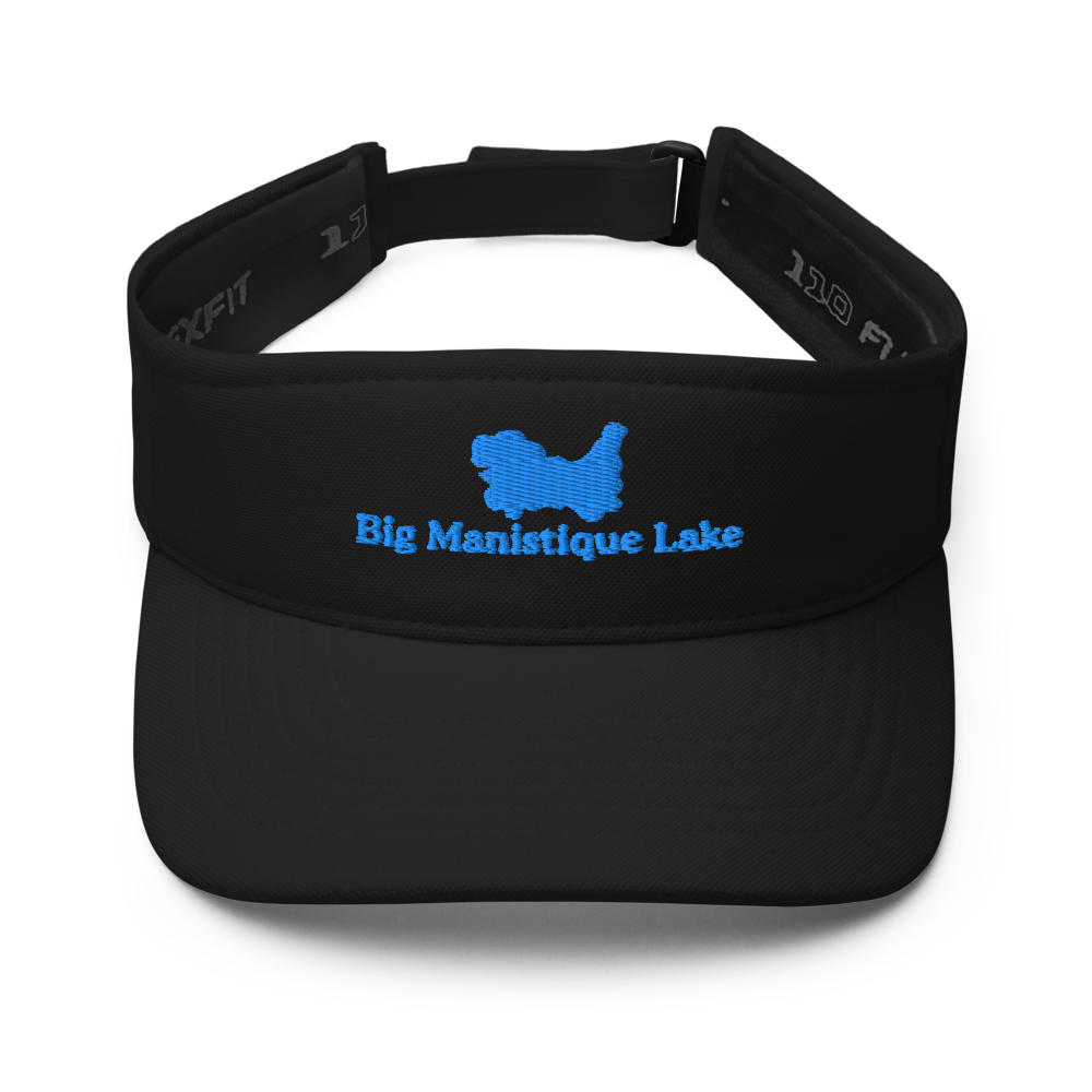 Big Manistique Lake Visor with embroidered artwork & adjustable velcro strap