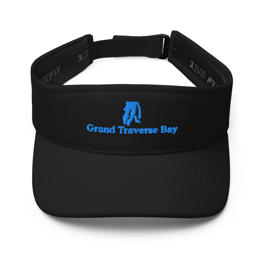 Grand Traverse Bay Visor with embroidered artwork & adjustable velcro strap
