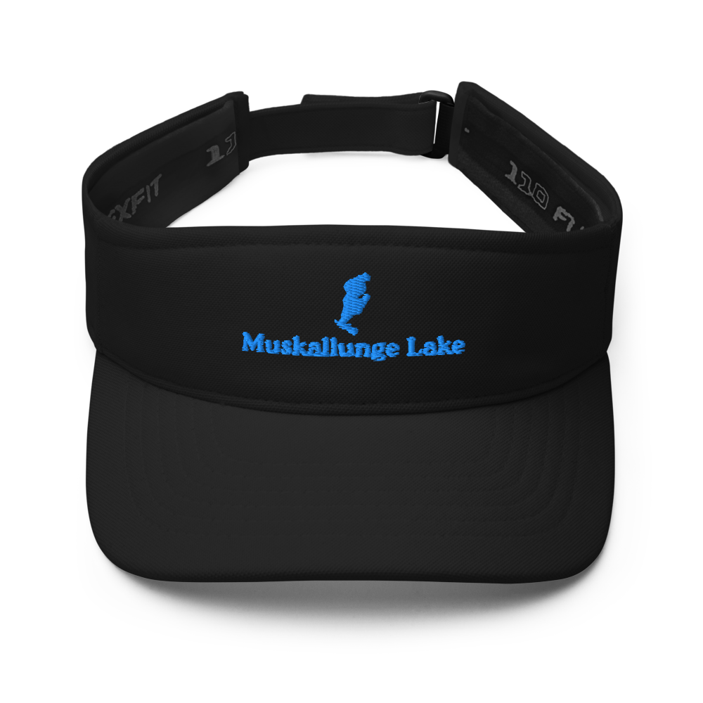 Muskallunge Lake Visor with embroidered artwork & adjustable velcro strap