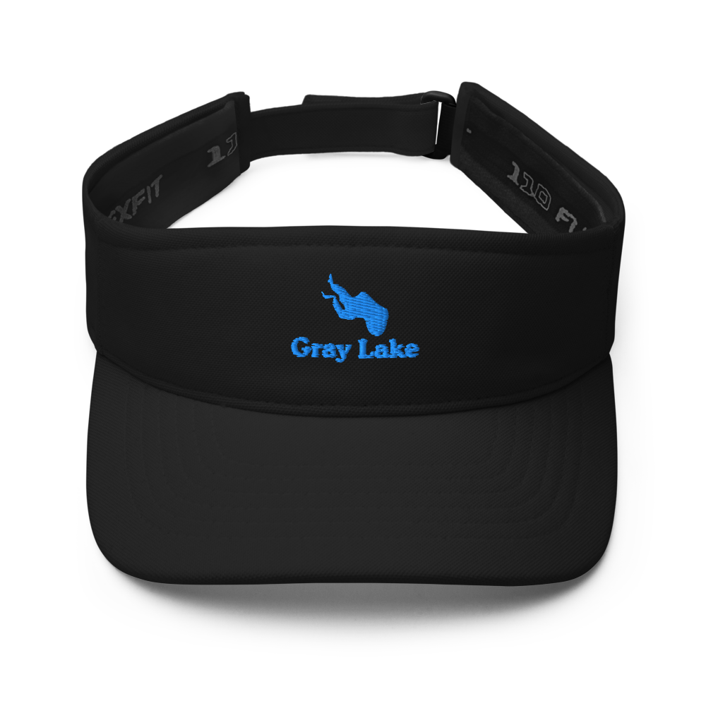 Gray Lake Visor with embroidered artwork & adjustable velcro strap