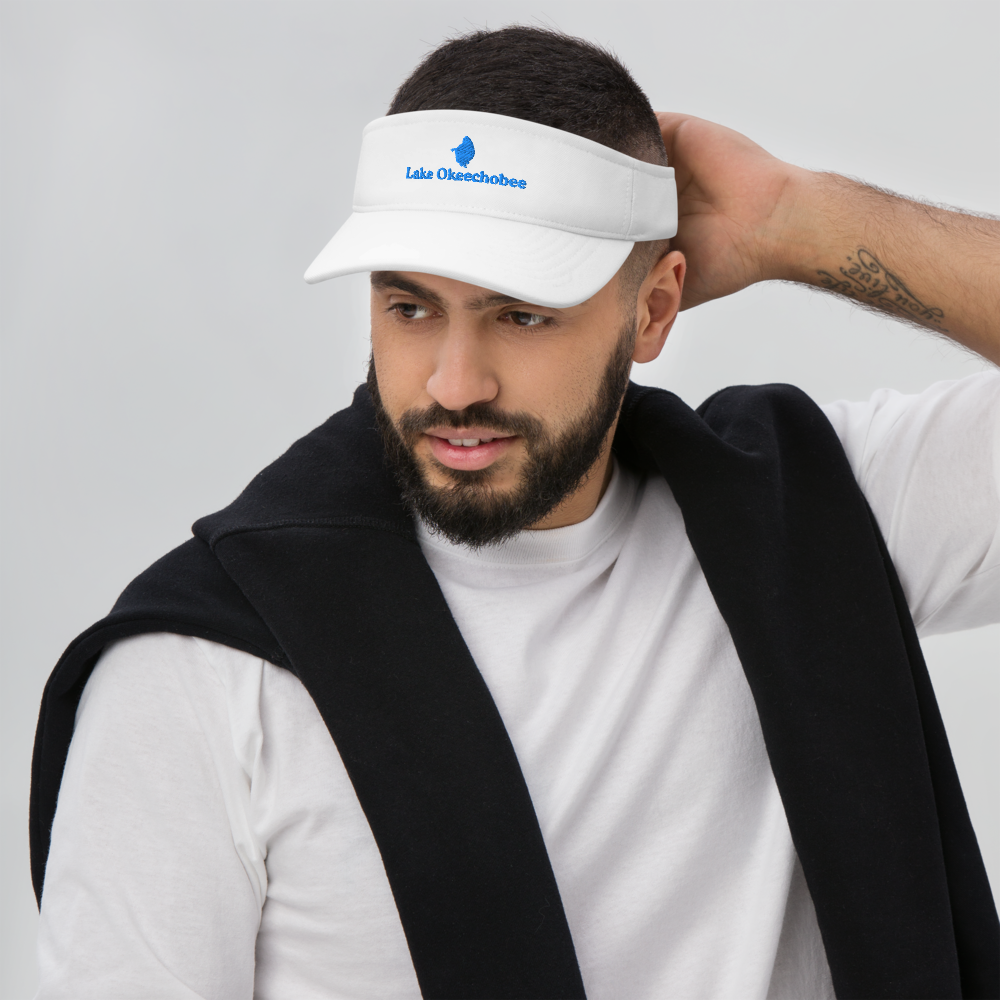 Lake Okeechobee Visor with embroidered artwork & adjustable velcro strap