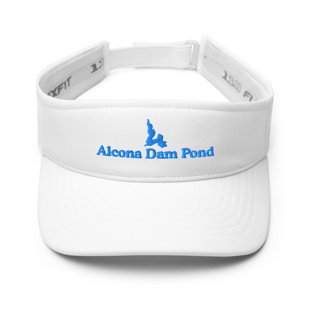 Alcona Dam Pond Visor with embroidered artwork & adjustable velcro strap