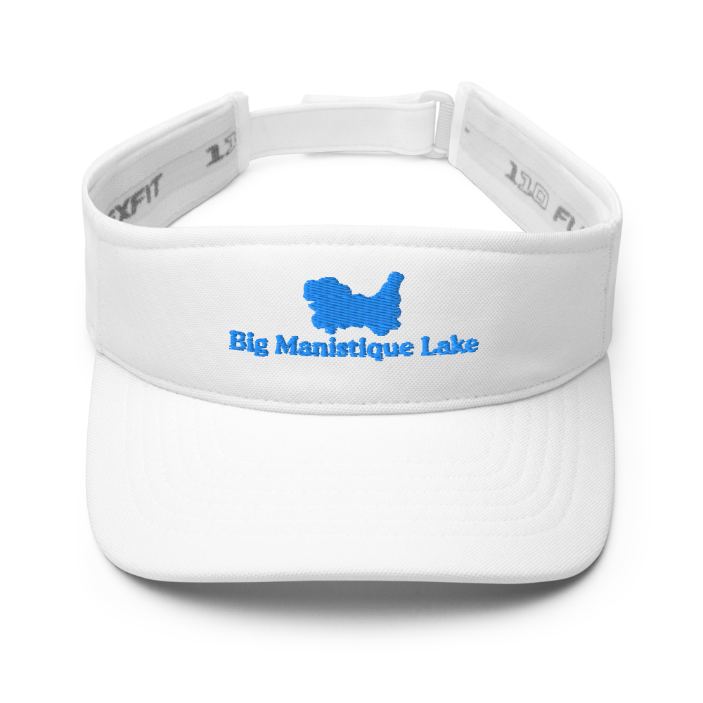 Big Manistique Lake Visor with embroidered artwork & adjustable velcro strap