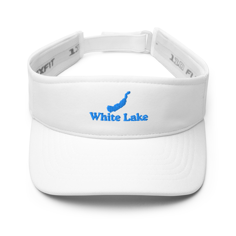White Lake Visor with embroidered artwork & adjustable velcro strap