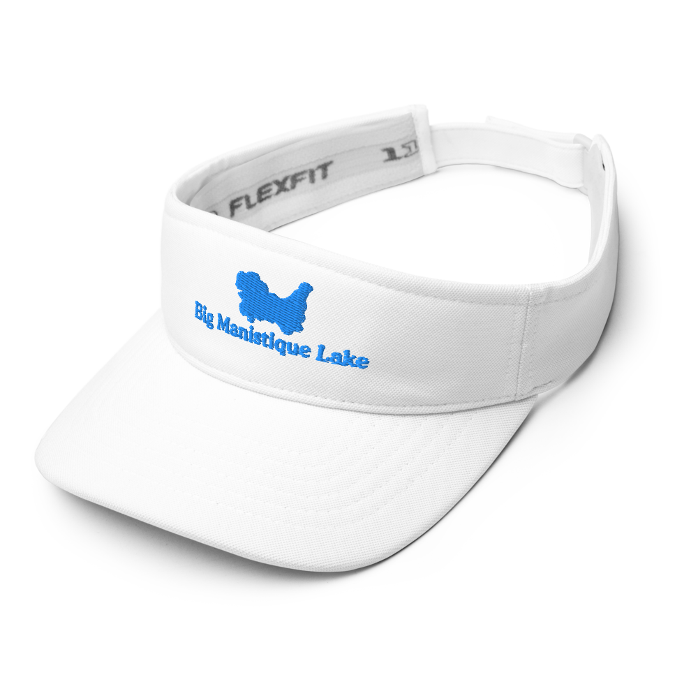 Big Manistique Lake Visor with embroidered artwork & adjustable velcro strap