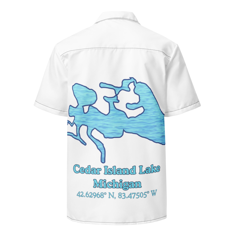 Cedar Island Lake Button Down Shirt with over-sized print