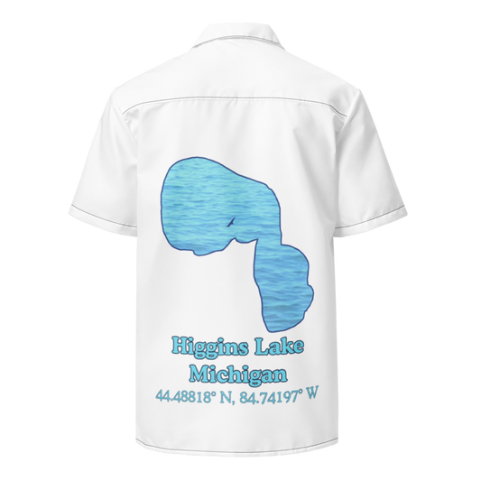 Higgins Lake Button Down Shirt with over-sized print