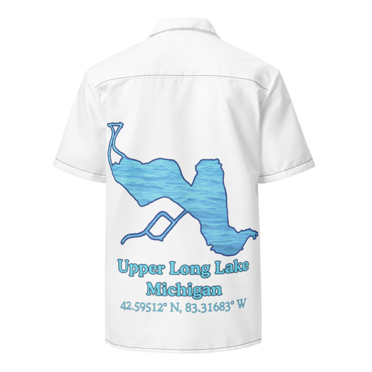 Upper Long Lake Button Down Shirt with over-sized print