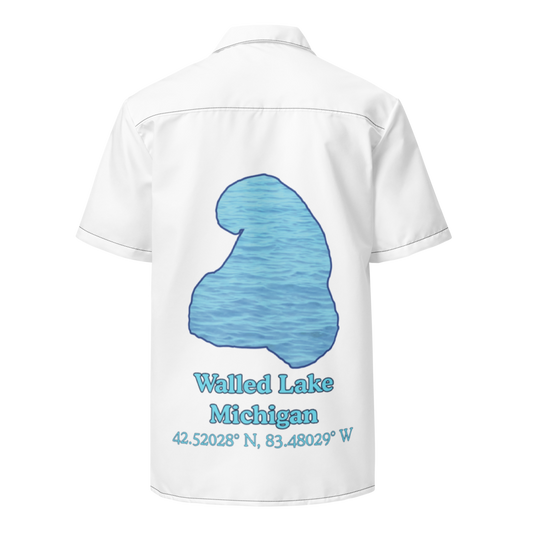 Walled Lake Button Down Shirt with over-sized print