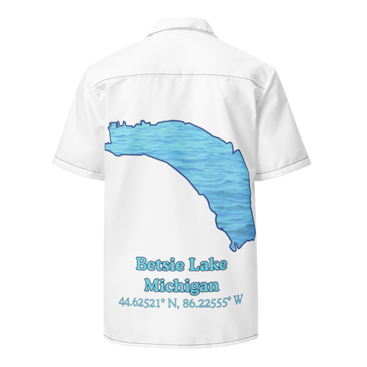 Betsie Lake Button Down Shirt with over-sized print