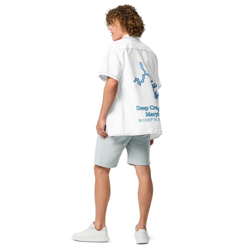 Unisex button shirt with Deep Creek Lake on back and We Lake You on front